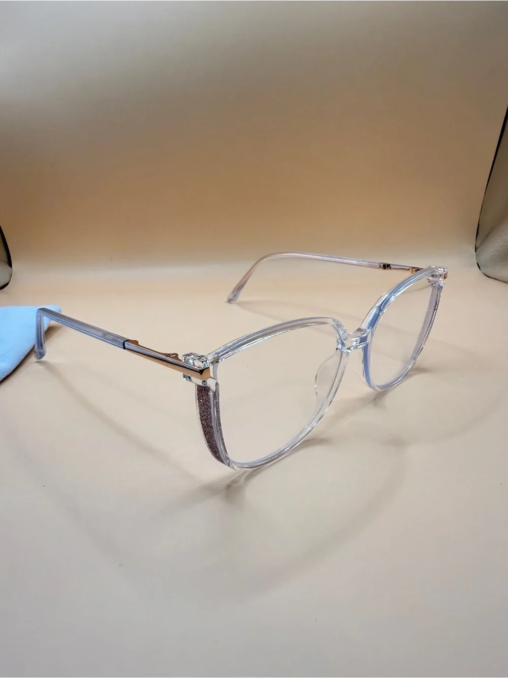 ZEELool Clear glasses Frame with rose gold temples, no prescription